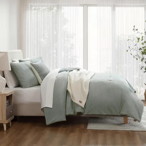 Vista 6 de Juego de edredón UGG Remina de 5 piezas con cama en una bolsa, manta, almohada decorativa, fundas y edredón reversible hipoalergénico lavable