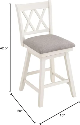 Vista 60 de Home Brookline - Taburete giratorio de bar con mecanismo de giro de 360°, taburetes rústicos de granja para encimera de cocina con cojín, altura