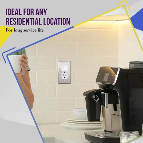 Vista 5 de ENERLITES Combinación de un solo polo 15A/120VCA y receptáculo resistente a manipulaciones 15A/125VAC, grado residencial, certificación UL, Blanco