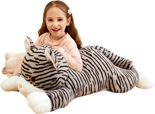 IKASA Animal de Peluche de Gato Rayado Gigante, Juguete de Peluche, Gatito Grande, Juguetes Suaves Jumbo Grandes, 30" Tamaño Enorme Lindo Peluche