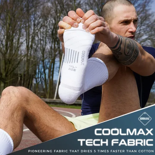 Vista 2 de Coolmax - Calcetines de compresión para correr, 3 pares, calcetines acolchados, calcetines de senderismo atléticos antiampollas que absorben