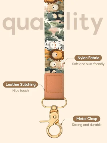 Vista 7 de Llavero de pulsera para mujeres y hombres, soporte para llavero, cordón de muñeca para llaves