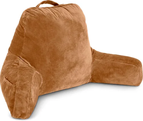 Vista 84 de Husband Pillow Backrest with Arms - Adult Reading Pillow with Shredded Memory Foam, Ultra-Comfy Removable Microplush Cover & Detachable Neck Roll