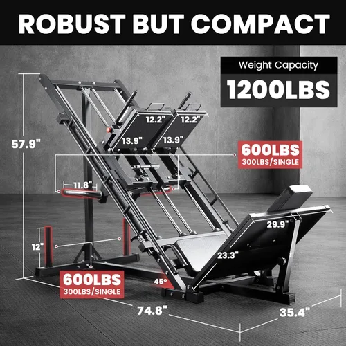 Vista 3 de LIONSCOOL Upgraded 3-in-1 Leg Press Hack Squat Machine with Weight Storage, Professional Adjustable Iso-Lateral Trainer with Linear Bearing for Home