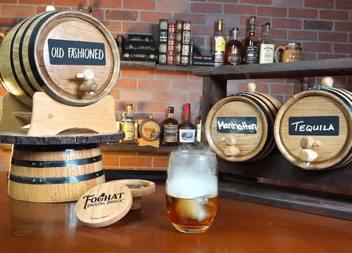 Vista 7 de Kit de envejecimiento de cóctel de barril de whisky de 2 litros, mini barriles de bourbon de 2 litros completos con barril de pizarra frontal