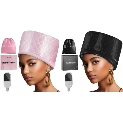 Vaporizador para cabello natural con ajustes de calor de 10 niveles, calentamiento rápido, tapa de vapor térmica para acondicionamiento profundo,