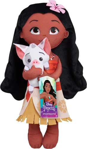 Disney Princess Just Play - Muñeca de peluche de 14 pulgadas de Lil' Friends de Moana & Pua, juguetes para niños de 3 años en adelante