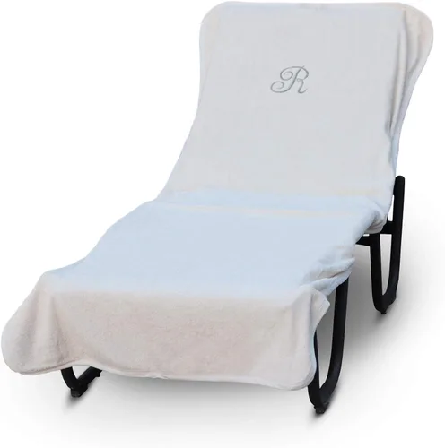 Vista 239 de Funda de lujo para tumbona de piscina con monograma de Hotel y Spa, bordado con letras en bloque - Extra absorbente 100% algodón turco - Rizo suave