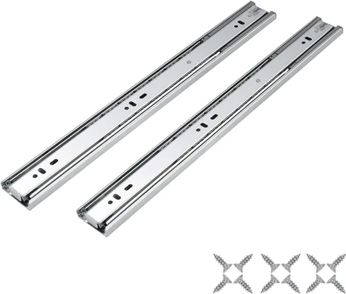 Vista 8 de Knobonly 1 par de correderas de cajón de montaje lateral de 12 pulgadas, rodamiento de bolas de cierre suave plateado para gabinete de cocina