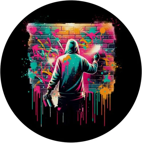 Vista 3 de Graffiti Street Artist Urban Brick Wall Retro 80s and 90s PopSockets Adhesive PopGrip