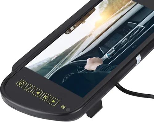 Vista 5 de Cámara de tablero de 7 pulgadas, cámara de tablero doble frontal y trasera para coche, espejo retrovisor, monitor de espejo retrovisor, pantalla