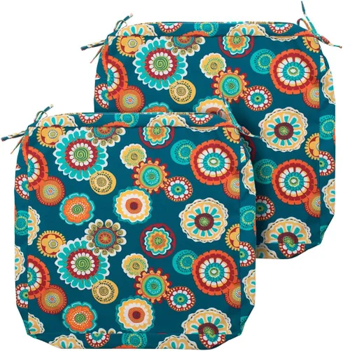 Magpie Fabrics Funda de cojín de repuesto para interiores y exteriores, paquete de 2 unidades, sin relleno. Funda repelente al agua con lazos