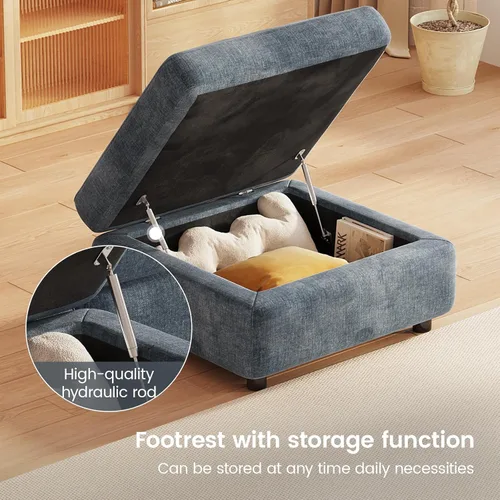 Vista 64 de Guyii Sofá modular de terciopelo, moderno sofá de 4 plazas de gran tamaño con 3 almohadas y reposapiés de almacenamiento, sofá convertible de 115.74
