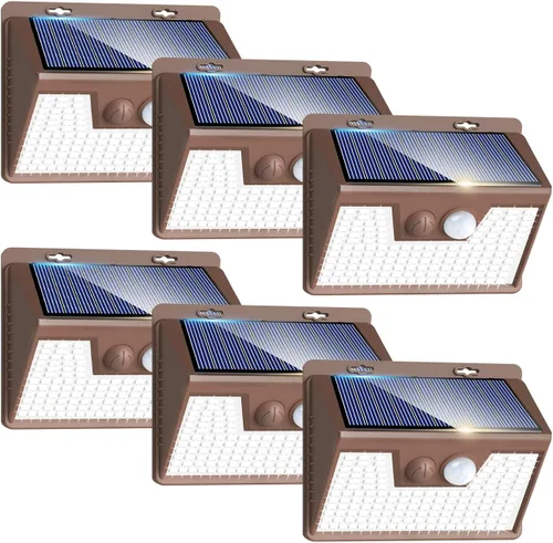 Vista 42 de Peasur Luces Solares para Exteriores con Sensor de Movimiento, 140 LED Luz Solar Alimentada por Energía Solar para Cerca Impermeable, 3 Modos