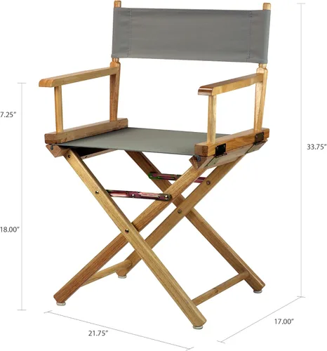 Vista 3 de Casual Home - Silla de director de 18.0 in, marco natural con lona gris