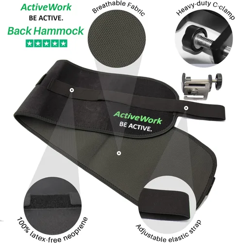 Vista 6 de Sistema de hamaca de espalda – Cinturón de soporte lumbar para usuarios de escritorio de pie – Ergonómico, cómodo, alivio del dolor de espalda baja