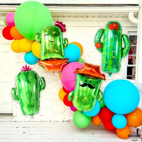 Vista 7 de KatchOn, Globos de cactus para decoración de fiesta de cactus, tamaño grande, 34 pulgadas, paquete de 4, globos del Cinco de Mayo, globo de fiesta