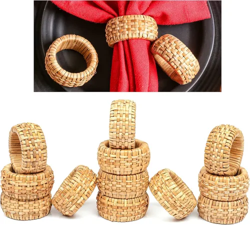 Vista 9 de Juego de 6 servilleteros con cuentas de plástico con diseño de copo de nieve, hermosa y elegante decoración de mesa de invierno para Navidad, bodas