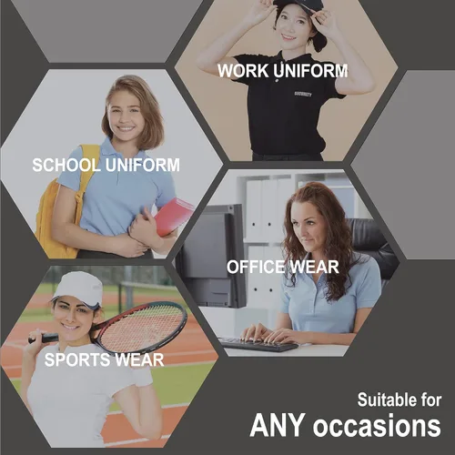 Vista 6 de FRESH TEE Polo de piqué regular de manga corta para mujer (S, verde Kelly), Verde Kelly