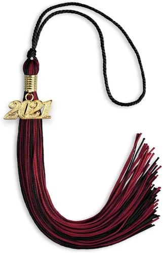 Vista 132 de Endea Graduation - Borla de doble color mixto con fecha dorada (negro/dorado antiguo, 2021)