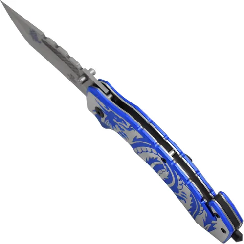 Vista 6 de Cuchillo de bolsillo plegable Snake Eye Tactical con asa de diseño de fantasía para uso diario (Azul)