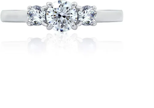Vista 9 de Tienda Essentials Anillo redondo de 3 piedras de plata de ley chapada en platino o oro hecho con circonita cúbica de elementos infinitos