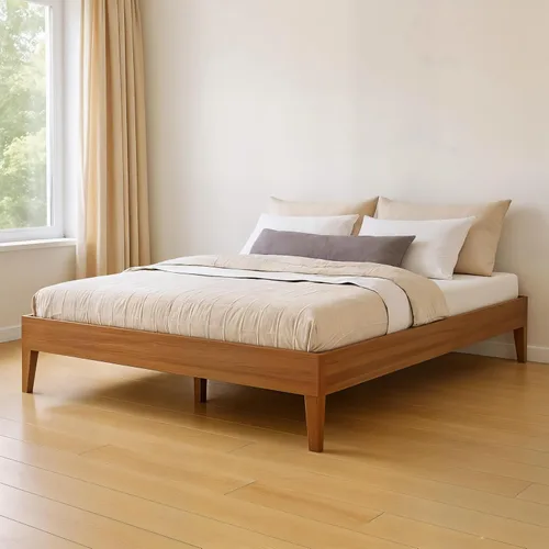 Vista 8 de Grain & Grove Cama con plataforma Bear (matrimonial), roble en relieve marrón oscuro