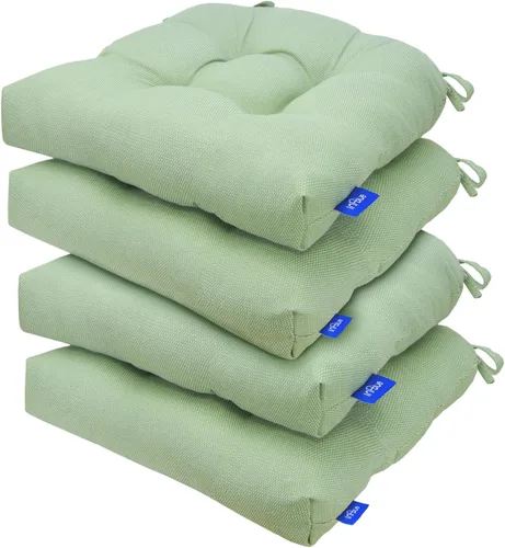 Vista 136 de Cojines de mimbre copetudos de 3 piezas para muebles de patio, cojines de mimbre para sillas de exterior con lazos, cojines de mimbre repelentes al
