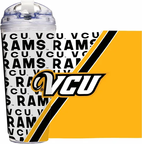 Vista 111 de Rico Industries NCAA - Vaso de acrílico estándar de 24 onzas con tapa con bisagras, vaso de doble pared con licencia oficial y popote