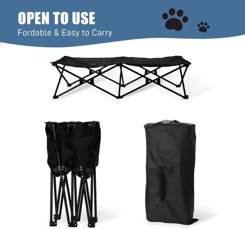 Vista 3 de Cama elevada para mascotas con malla transpirable, cama plegable para perro, cuna elevada para mascotas con bolsa de transporte, catre portátil