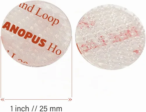 Vista 5 de CANOPUS Cinta de gancho y bucle de doble cara, cierre resellable, SJ3560, cinta de montaje resistente, paquete de 16 círculos transparentes de 1