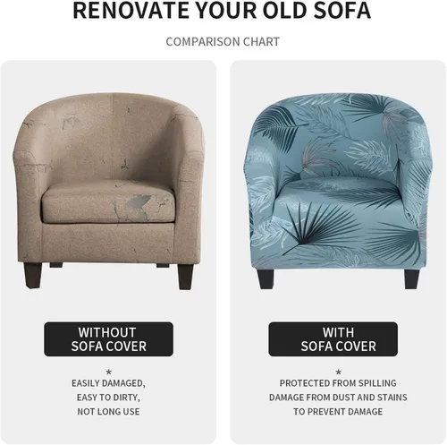 Vista 7 de SearchI Funda elástica para silla de club, fundas para sillas tipo barril estampadas, fundas para sillas tipo bañera, funda de spandex suave