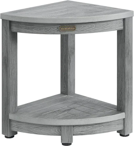Vista 10 de Banco de ducha para ducha interior, taburete de ducha esquinero de madera de polietileno, asiento de baño de plástico para afeitarse las piernas