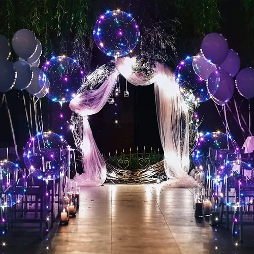 Vista 3 de Globos LED Bobo 10 paquetes, globos de 20 pulgadas con luz estilo helio, globos de burbujas brillantes para suministros de fiesta y decoraciones