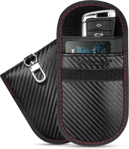 Vista 19 de TICONN Faraday - Bolsa para llavero, protector de jaula Faraday de 3.5 x 5.0 pulgadas, bloqueo de señal RFID para automóvil, bolsa antirrobo