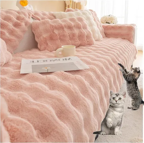 Vista 13 de Funda para sofá esquinero de 3/2/1/4 plazas, funda antideslizante para sofá, funda de felpa de conejo de lujo, protector de muebles de piel Negro