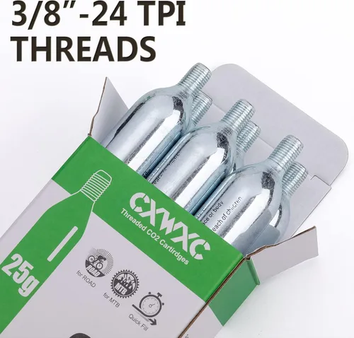 Vista 5 de CXWXC 16g / 25g Threaded CO2 Cartridges for Bike Tires