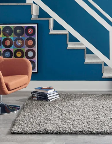 Vista 4 de Rugs.com Über Cozy Solid Shag Collection Alfombra – 2 pies cuadrados alfombra de pelo largo azul zafiro perfecta para salas de estar, cocinas