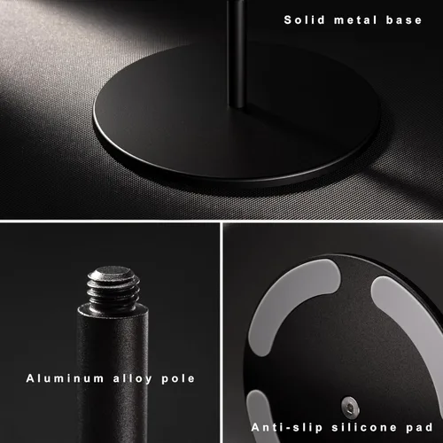 Vista 4 de Soporte para auriculares, soporte de auriculares de madera de nogal y aluminio, soporte para auriculares de juegos de nogal natural con base sólida