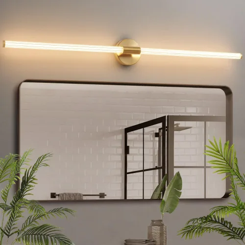 Vista 16 de Lámparas LED de baño, luces doradas para baño, iluminación completa de 360°, regulable, barra de luz LED de 24 pulgadas sobre espejo, aplique