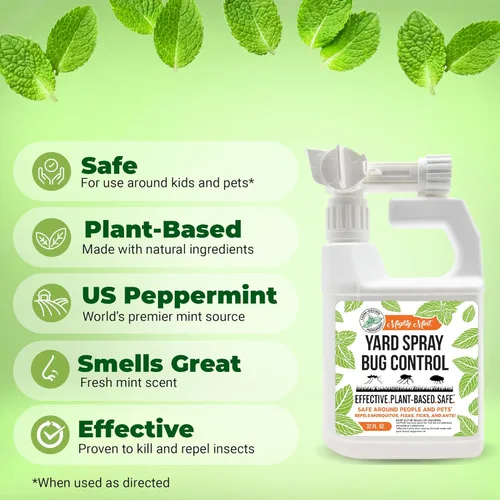 Vista 2 de Mighty Mint Aceite de menta en espray para control de insectos para césped y patio, repelente de plagas natural al aire libre para pulgas
