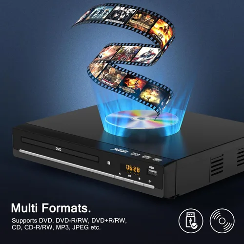 Vista 2 de Reproductores de DVD para TV con HDMI, reproduce todas las regiones y formatos, reproductor de CD para el hogar, compatible con cables