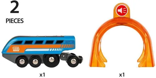 Vista 8 de BRIO 33971 Smart Tech Sound Record & Play Engine - Tren de juguete de madera interactivo para niños Perfecto para niños a partir de 3 años