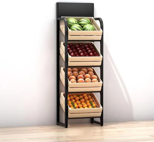 Vista 10 de Shelves Commercial Supermarket Fruits & Vegetables Shelf, Large Snack Candy Display Rack Onion Potato Stands, 4-Tier Concession Display Stand for