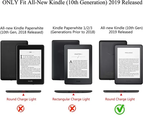 Vista 7 de Funda para Kindle (10ª generación 2019), piel sintética, delgada, ligera, con funda protectora inteligente de encendido y apagado automático