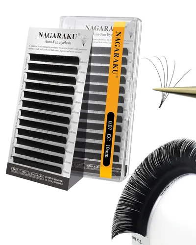 Vista 37 de NAGARAKU Easy Fan - Extensiones de pestañas de volumen de 0.001 in, rizo CC, bandeja mixta de 0.315 a 0.59 pulgadas, bandeja mixta de visón