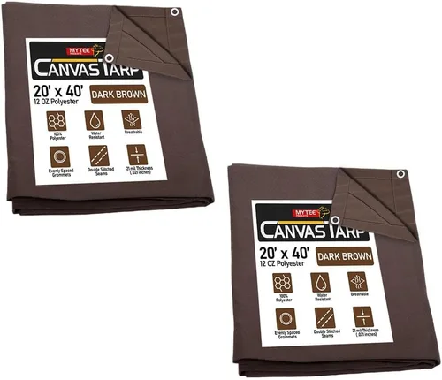 Vista 37 de Mytee Products Lona de lona marrón oscuro de 6 x 8 pies de 12 onzas, resistente al agua y transpirable, lonas resistentes, cubierta de lona