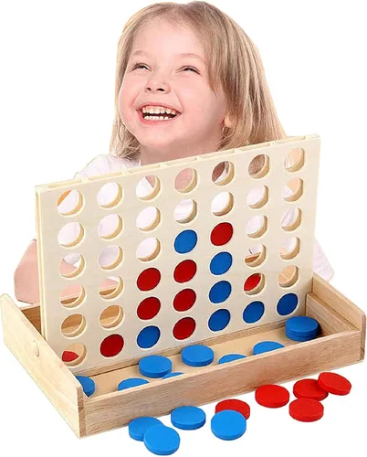 Juego de mesa de madera 4 en una fila Línea plegable 4 juguetes clásicos de la familia juguete educativo para niños y familia