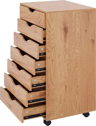 Vista 77 de Naomi Home Cómoda de 5 cajones para dormitorio, alta y elegante, con ruedas y estantes de almacenamiento, pequeña para guardarropa, para maquillaje