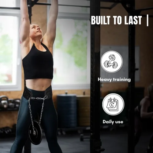 Vista 7 de Cinturón de Lastre con Cadena – Cinturón de Dominadas con Peso, Cinturón de Peso para Fondos, Cinturón de Levantamiento de Pesas para Dominadas